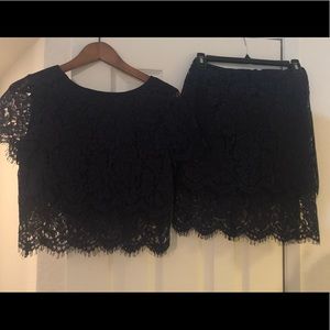 Navy two-piece dress.